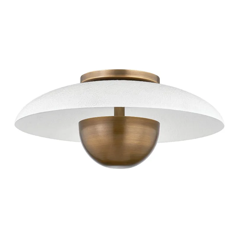 Noah 1-Light Flush Mount in Patina Brass 14W x 6H