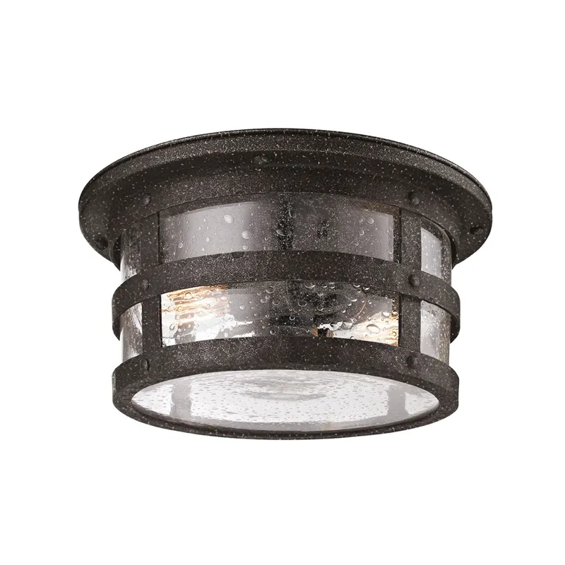 Barbosa 2-Light Exterior Flush Mount in Aged Pewter 15W x 7.75H