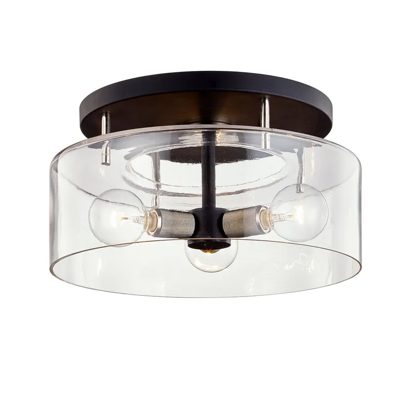 Bergamot Station 3-Light Semi Flush in Texture Black 17W x 8.75H