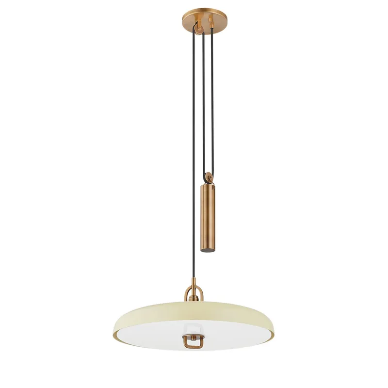 Plummet 1-Light Pendant in Patina Brass by Lauren Liess 18W x 8H (Soft Sand)