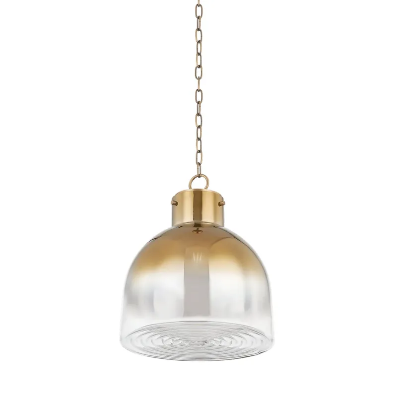 Beryl 1-Light Pendant in Patina Brass 15.75W x 19H