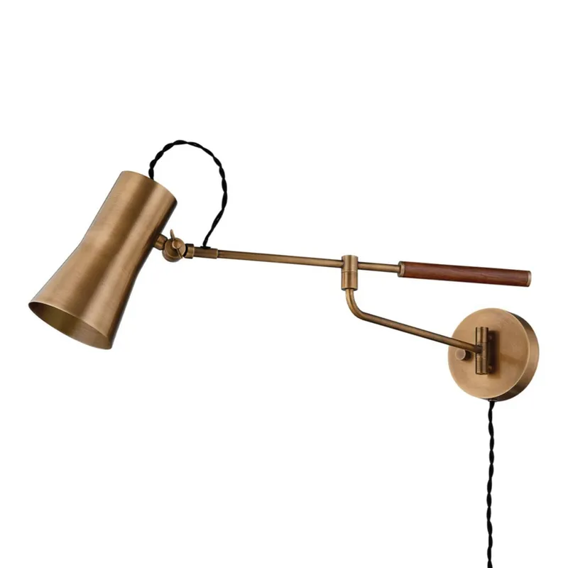 Novel 1-Light Plug-in Sconce in Patina Brass by Lauren Liess 4.75W x 7.75H