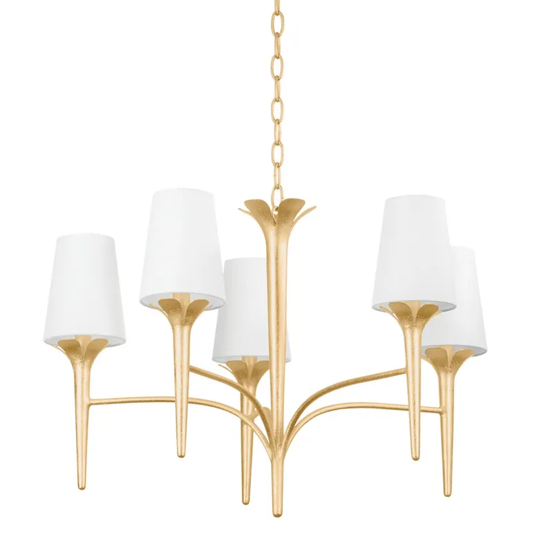 Emily 5-Light Chandelier in Gold Leaf 30.25W x 19.75H
