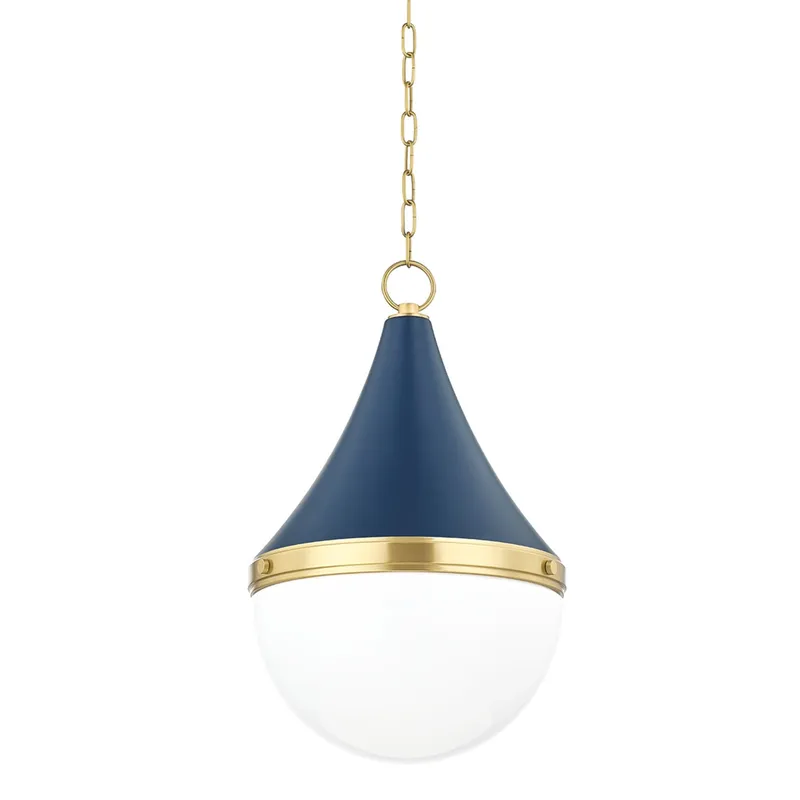 Ciara 1-Light Pendant in Aged Brass 14.75W x 22.5H (Soft Navy)