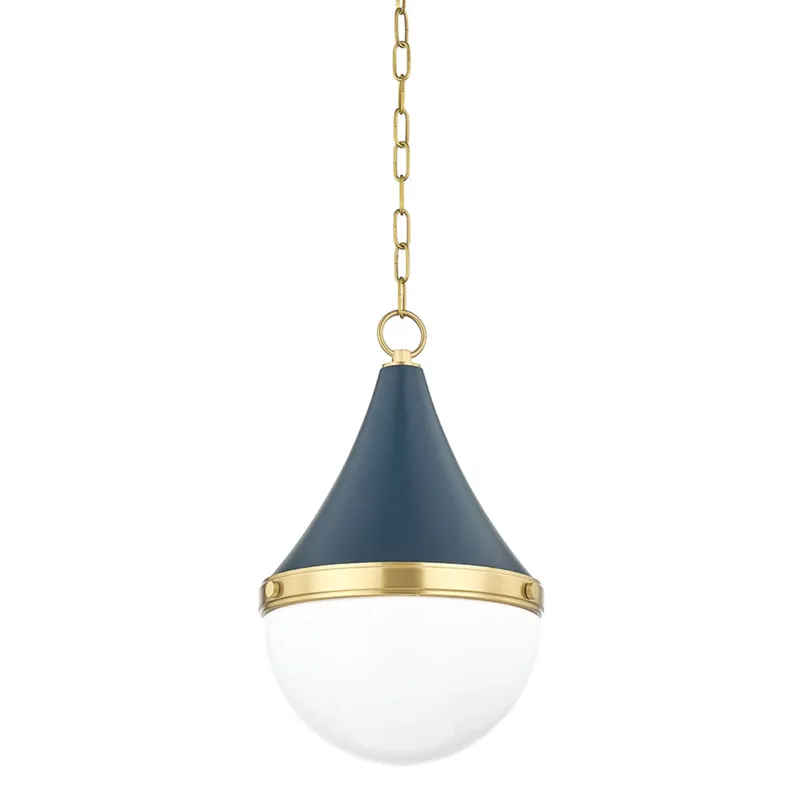 Ciara 1-Light Pendant in Aged Brass 11.75W x 18H (Soft Navy)