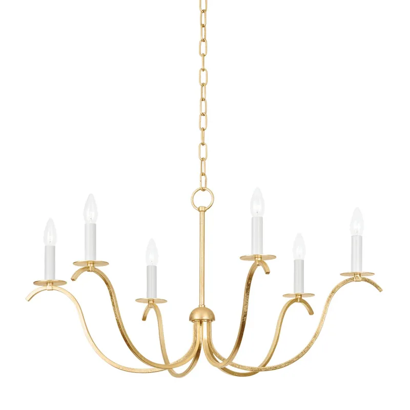 Jaclin 6-Light Chandelier in Gold Leaf 34.5W x 18H