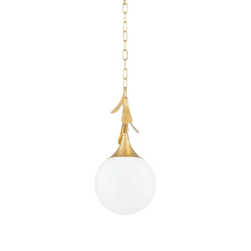 Victoria 1-Light Pendant in Vintage Gold Leaf by Home Ec. 9W x 13H