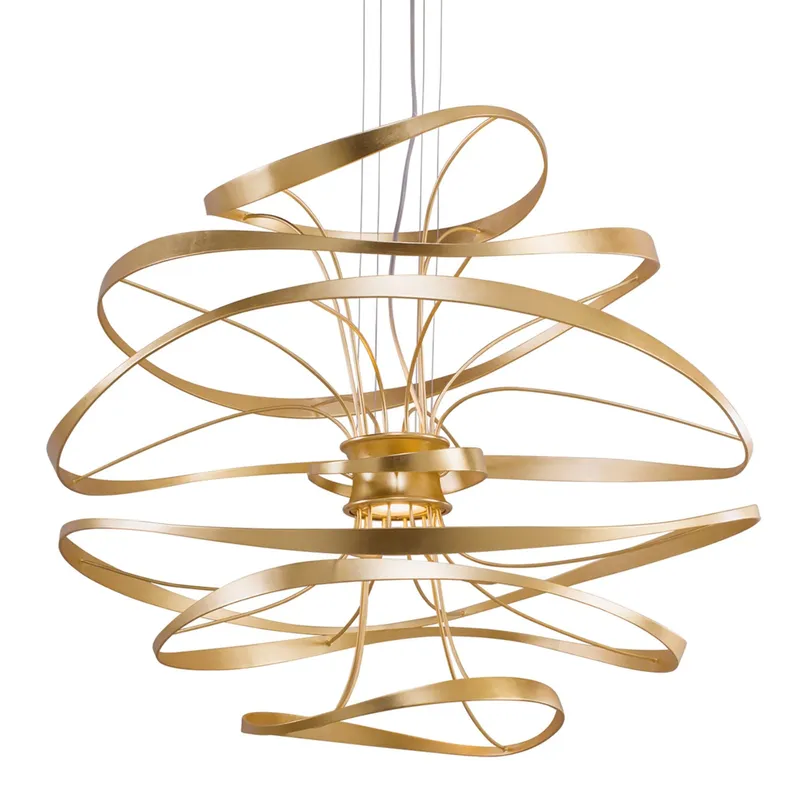 Calligraphy 2-Light Chandelier in Gold Leaf 42W x 38.5H