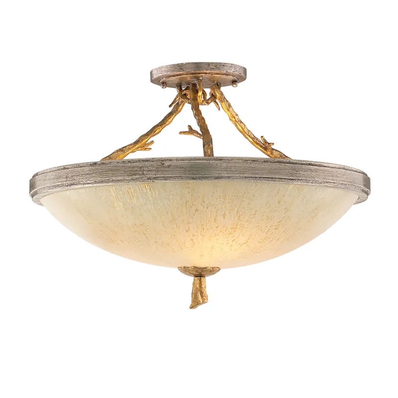 Parc Royale 3-Light Semi Flush in Vintage Gold Leaf 19.25W x 14H