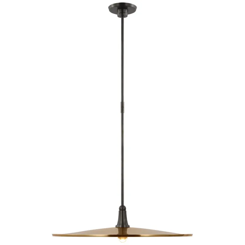 Thomas O'Brien Truesdell 24" Pendant in Bronze with Antique Brass Shade Ceiling Light W24"