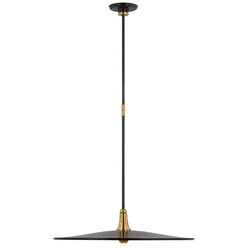 Thomas O'Brien Truesdell 24" Pendant in Hand-Rubbed Antique Brass and Bronze with Bronze Shade Ceiling Light W24"