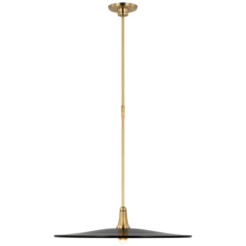 Thomas O'Brien Truesdell 24" Pendant in Hand-Rubbed Antique Brass with Bronze Shade Ceiling Light W24"