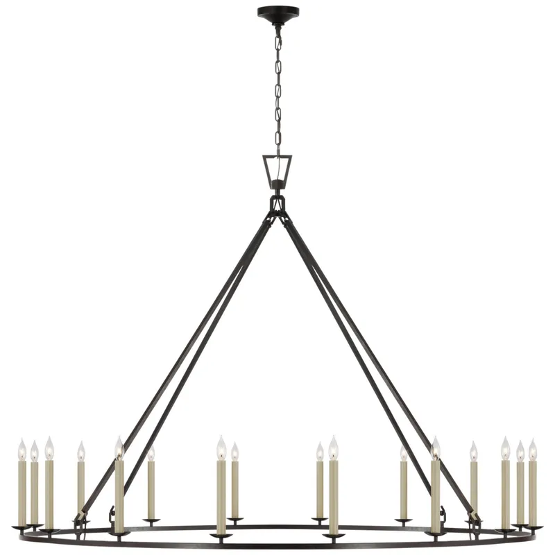 Chapman & Myers Darlana Grande Single Ring Chandelier in Aged Iron Ceiling Light W73" x H53.75"