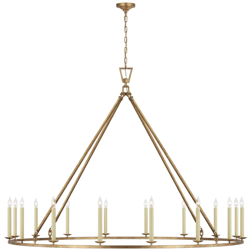 Chapman & Myers Darlana Grande Single Ring Chandelier in Gilded Iron Ceiling Light W73" x H53.75"