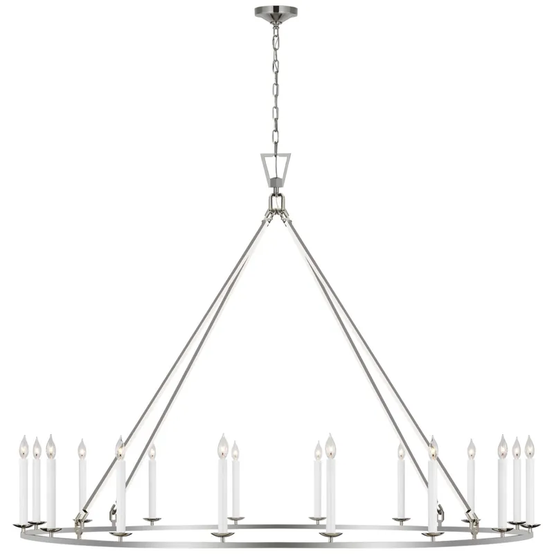 Chapman & Myers Darlana Grande Single Ring Chandelier in Polished Nickel Ceiling Light W73" x H53.75"