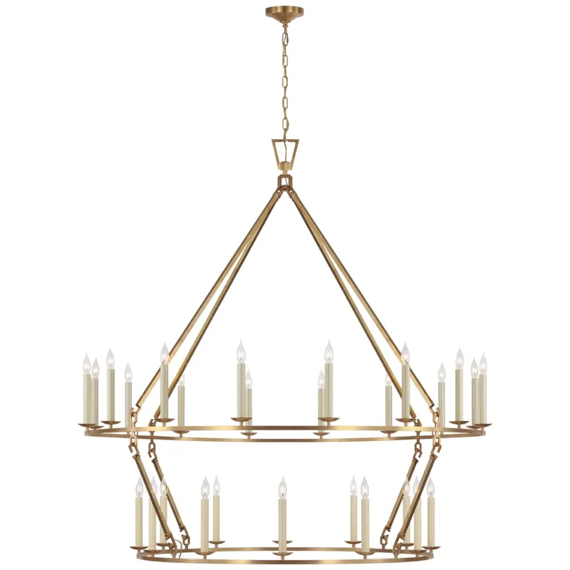 Chapman & Myers Darlana Oversized Two Tier Chandelier in Antique-Burnished Brass Ceiling Light W61.25" x H63.5"