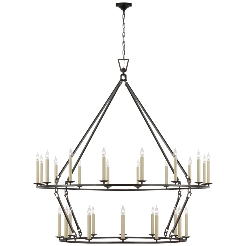 Chapman & Myers Darlana Oversized Two Tier Chandelier in Aged Iron Ceiling Light W61.25" x H63.5"