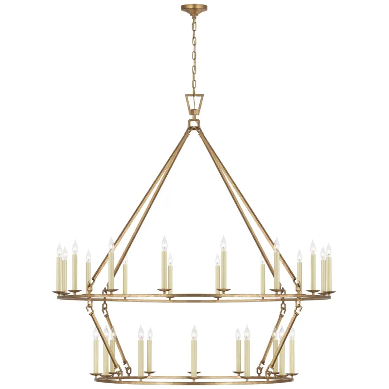Chapman & Myers Darlana Oversized Two Tier Chandelier in Gilded Iron Ceiling Light W61.25" x H63.5"