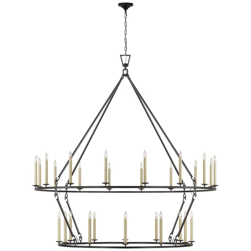 Chapman & Myers Darlana Grande Two Tier Chandelier in Aged Iron Ceiling Light W73" x H76.5"