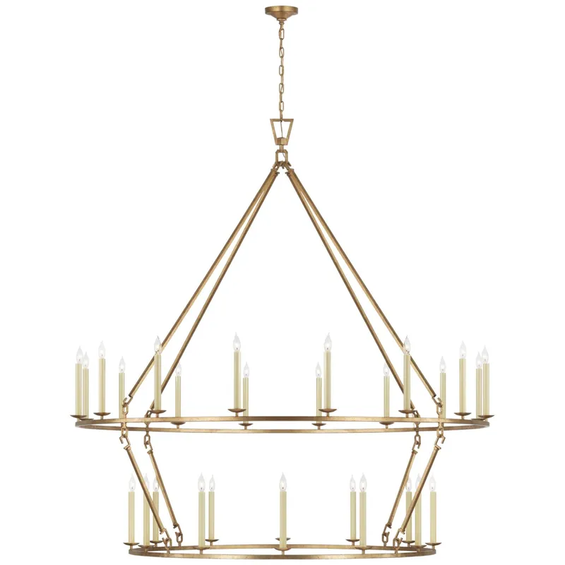 Chapman & Myers Darlana Grande Two Tier Chandelier in Gilded Iron Ceiling Light W73" x H76.5"