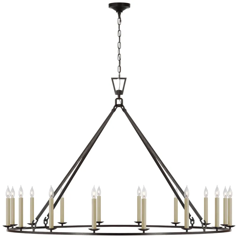 Chapman & Myers Darlana Oversized Single Ring Chandelier in Aged Iron Ceiling Light W61.25" x H41.5"