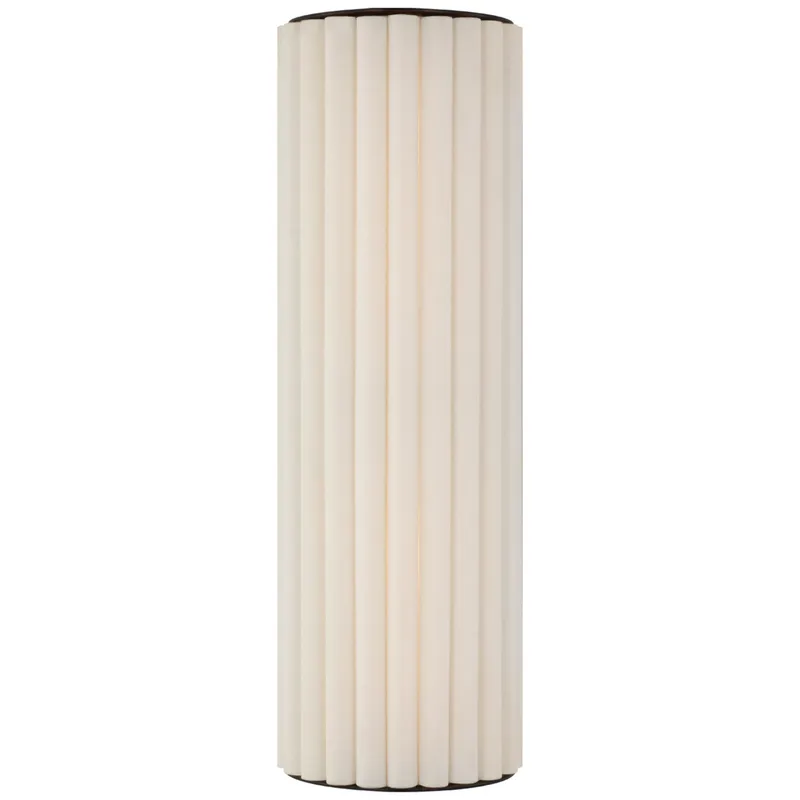 Ian K. Fowler Palati Large Tall Sconce in Bronze with Linen Shade Wall Light W7.25" x H22.5"