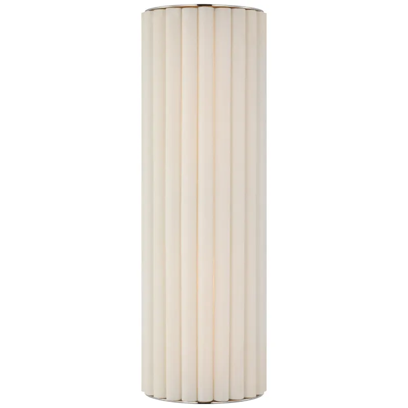 Ian K. Fowler Palati Large Tall Sconce in Polished Nickel with Linen Shade Wall Light W7.25" x H22.5"