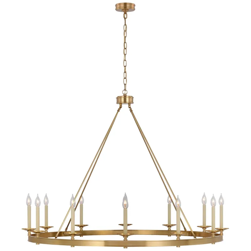 Chapman & Myers Launceton Grande Ring Chandelier in Antique-Burnished Brass Ceiling Light W53.25" x H38.25"