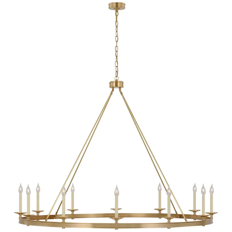 Chapman & Myers Launceton Oversized Ring Chandelier in Antique-Burnished Brass Ceiling Light W63.25" x H45.25"