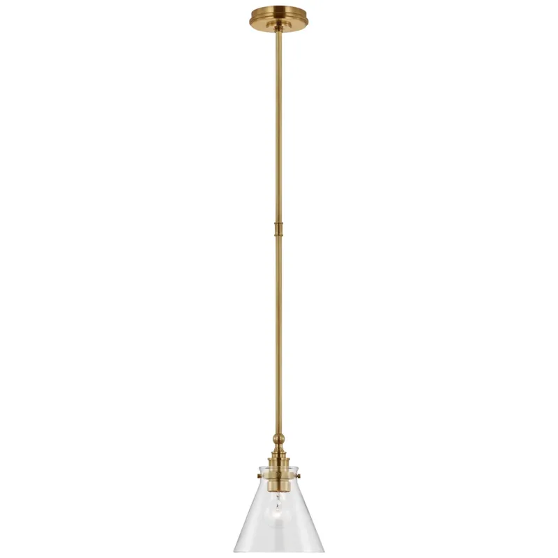 Chapman & Myers Parkington 9" Pendant in Antique-Burnished Brass with Clear Glass Ceiling Light W7.25"