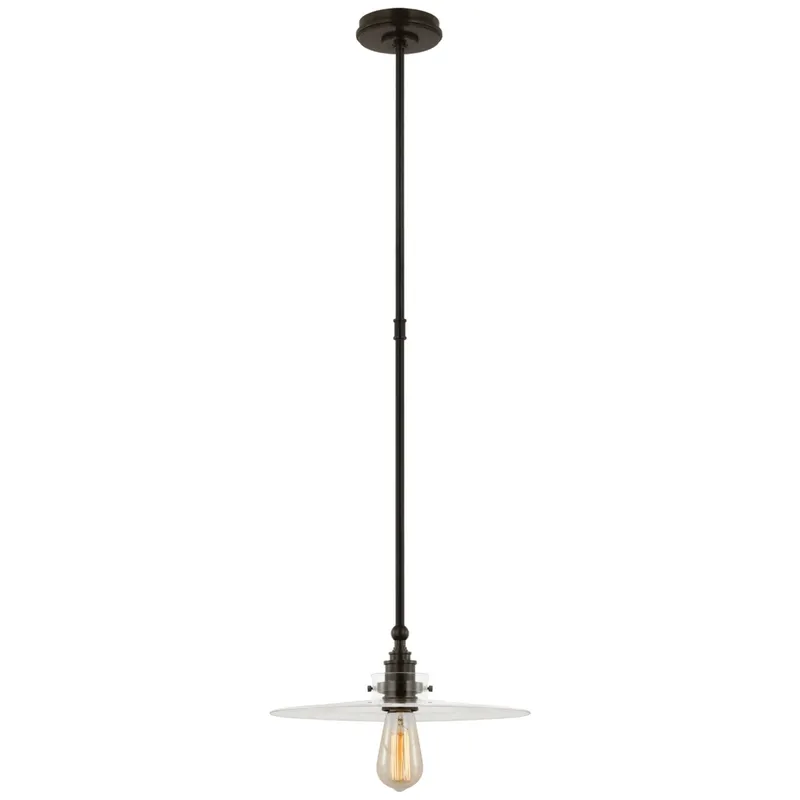 Chapman & Myers Parkington 14" Pendant in Bronze with Clear Glass Ceiling Light W14"