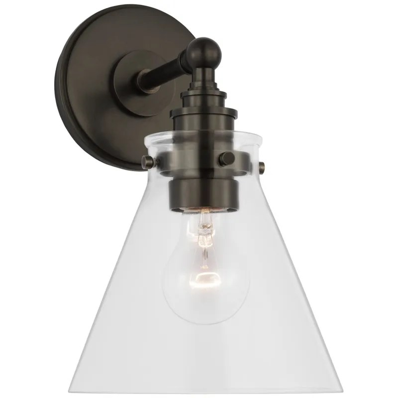 Chapman & Myers Parkington Small Single Wall Light in Bronze with Clear Glass W7.25" x H11.5"