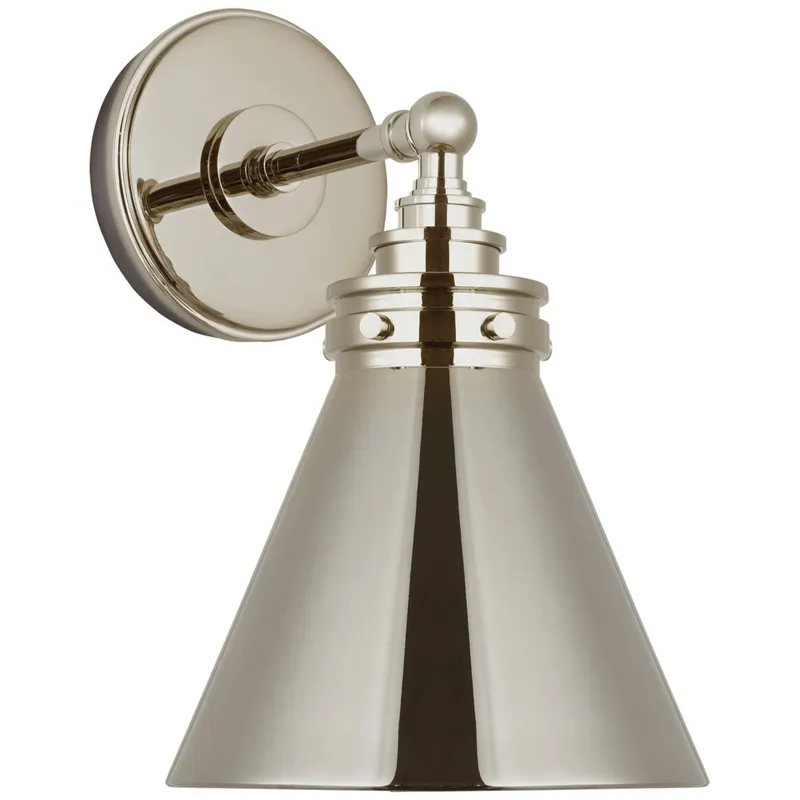 Chapman & Myers Parkington Small Single Wall Light in Polished Nickel W7.25" x H11.5"