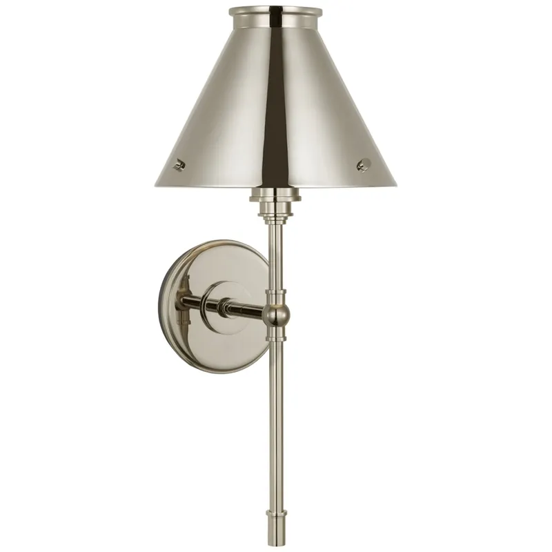 Chapman & Myers Parkington Large Tail Sconce in Polished Nickel Wall Light W8.5" x H19.5"