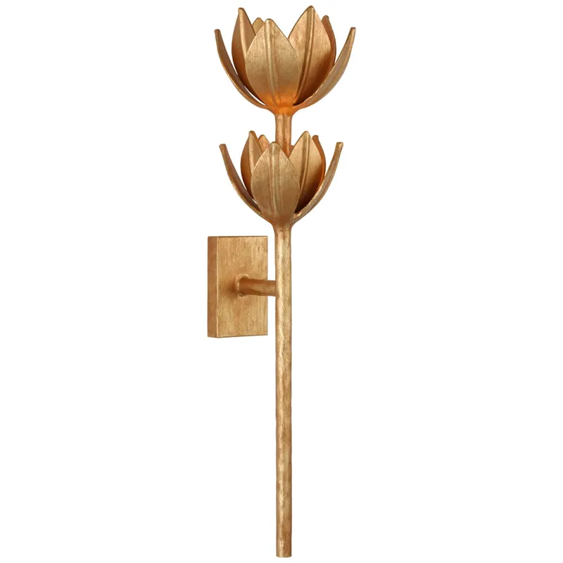 Julie Neill Alberto Large Two Tier Sconce in Antique Gold Leaf Wall Light W6.75" x H25"