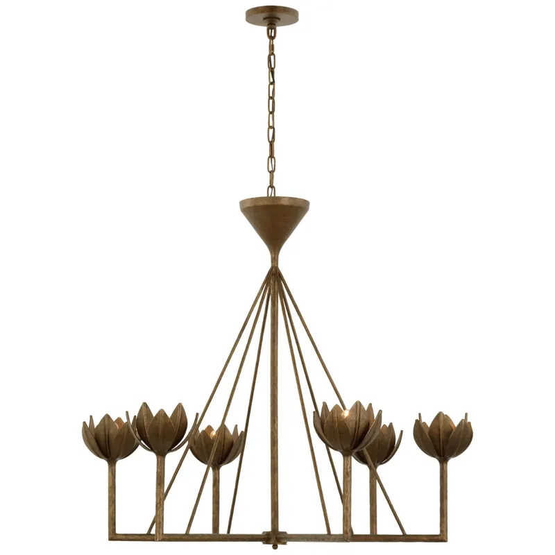 Julie Neill Alberto Large Low Ceiling Chandelier in Antique Bronze Leaf Ceiling Light W38.75" x H34.75"