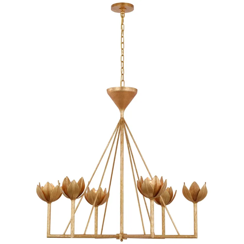 Julie Neill Alberto Large Low Ceiling Chandelier in Antique Gold Leaf Ceiling Light W38.75" x H34.75"