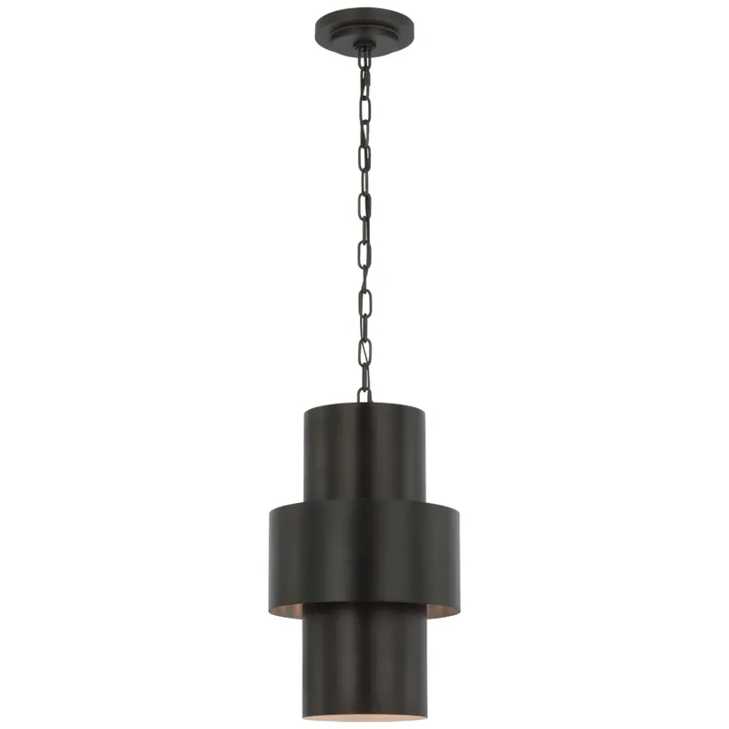 Julie Neill Chalmette 11" Layered Pendant in Aged Iron Ceiling Light W11" x H17.5"