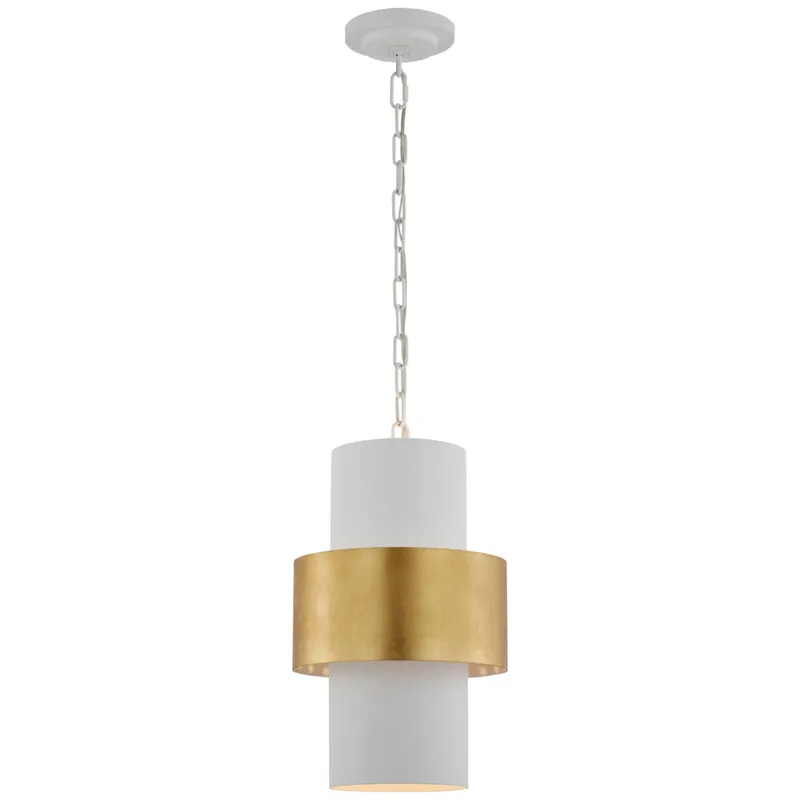 Julie Neill Chalmette 11" Layered Pendant in Plaster White and Gild Ceiling Light W11" x H17.5"