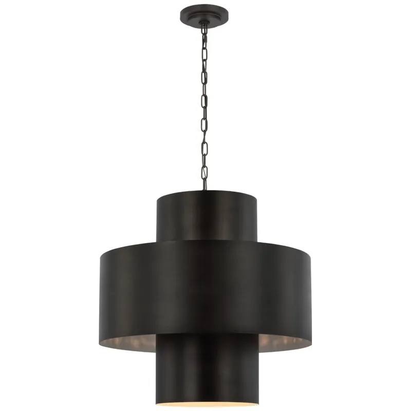 Julie Neill Chalmette 25" Layered Pendant in Aged Iron Ceiling Light W25" x H24"