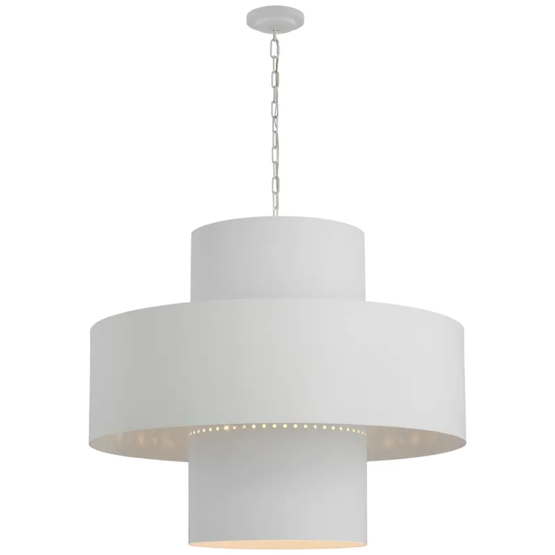 Julie Neill Chalmette 38" Layered Pendant in Plaster White Ceiling Light W37.75" x H31.5"
