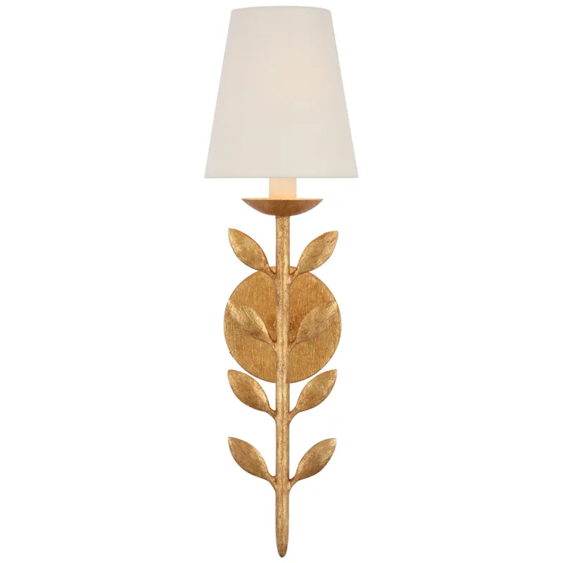 Julie Neill Avery 20" Sconce Antique Gold Leaf with Linen Shade Wall Light W5.75" x H20"