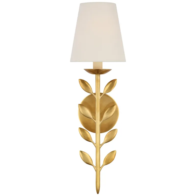 Julie Neill Avery 20" Sconce Hand-Rubbed Antique Brass with Linen Shade Wall Light W5.75" x H20"
