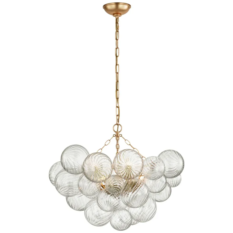Julie Neill Talia Medium Chandelier in Gild and Clear Swirled Glass Ceiling Light W29.25" x H22.25"