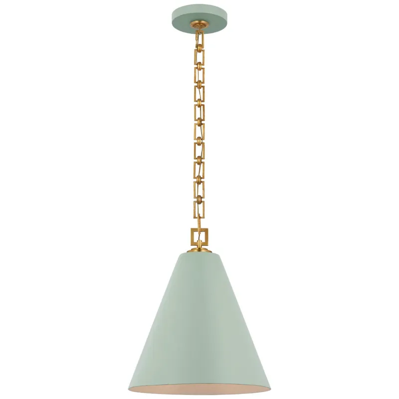 Julie Neill Theo 14" Pendant in Pale Blue and Gild Ceiling Light W14.25" x H17"