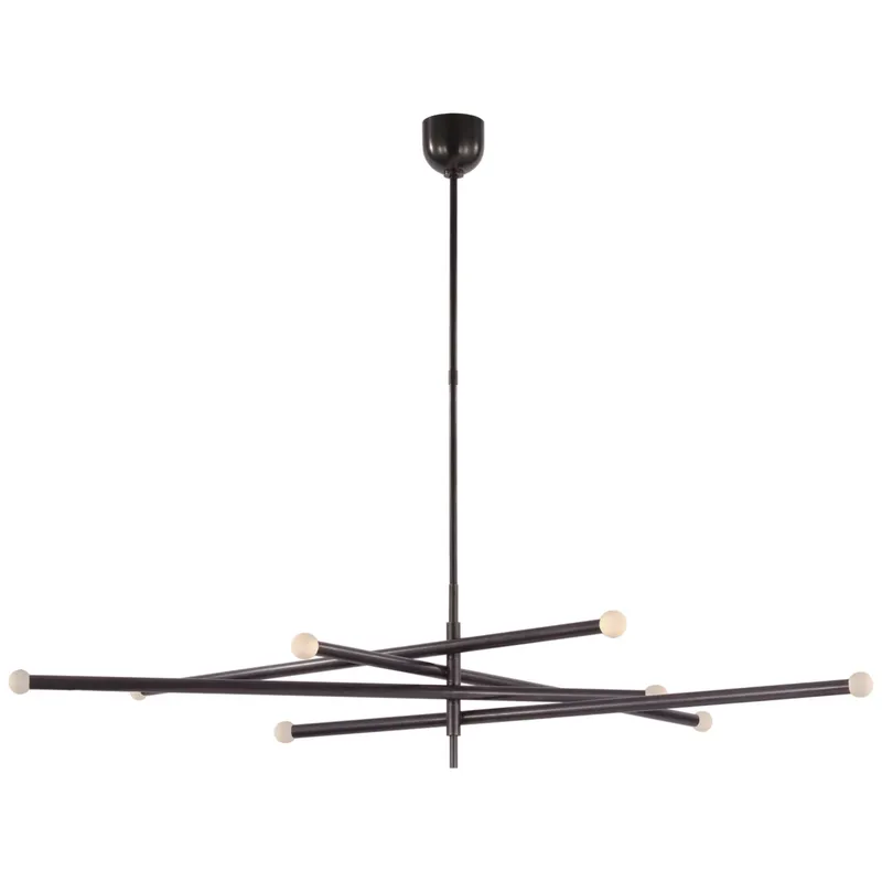 Kelly Wearstler Rousseau Oversized Eight Light Articulating Chandelier in Bronze with Etched Crystal Orb Ceiling Light W68.25"