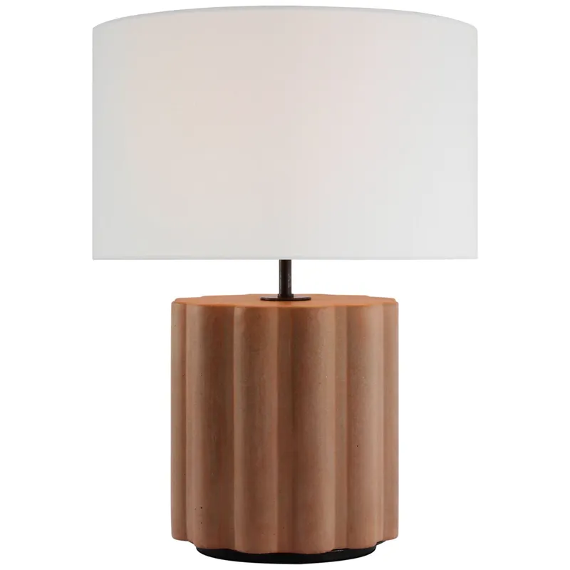 Kelly Wearstler Scioto Medium Table Lamp in Terracotta Stained Concrete with Linen Shade W15" x H20.5"