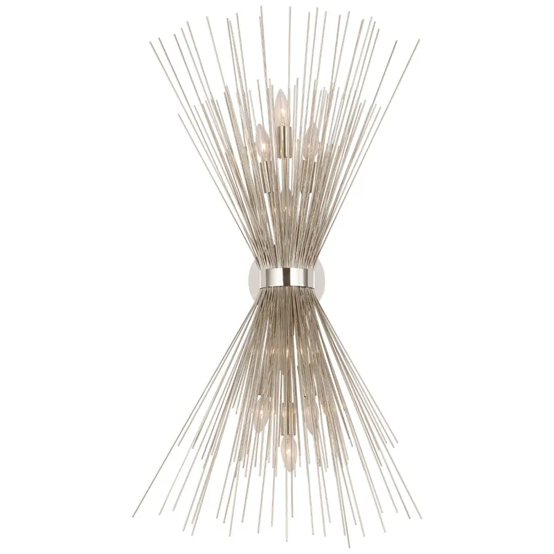 Kelly Wearstler Strada Large Symmetrical Sconce in Polished Nickel Wall Light W12.25" x H40.5"