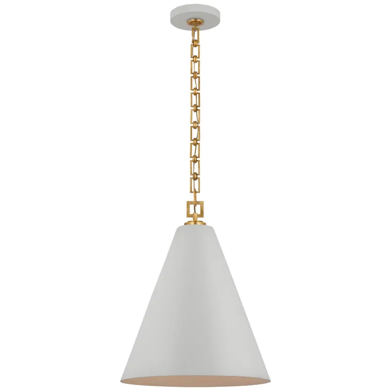 Julie Neill Theo 17" Pendant in Soft White and Gild Ceiling Light W17" x H21"
