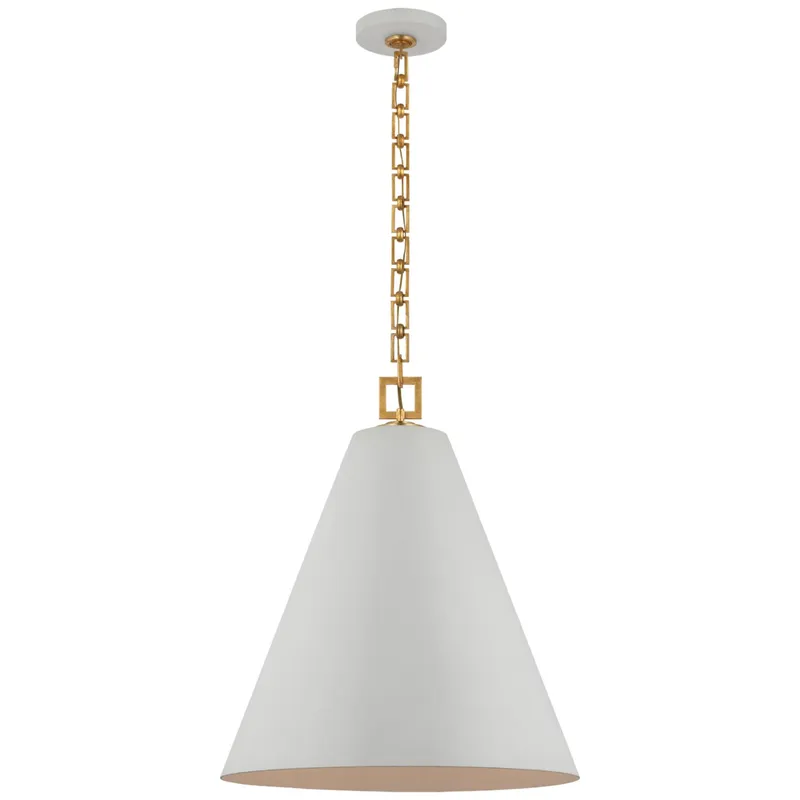 Julie Neill Theo 21" Pendant in Soft White and Gild Ceiling Light W22" x H26"